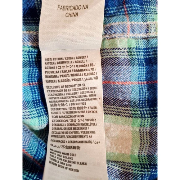 Hollister women's Blue White Plaid Button Down Shirt M y2k grunge farmer cowgirl - Picture 5 of 5